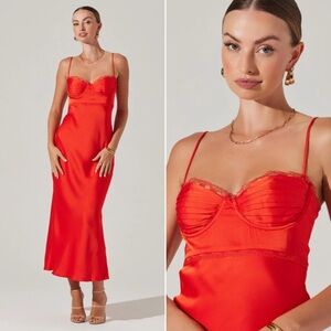 NEW | Astr | Florianne Satin Maxi Dress in Orange | Sz M